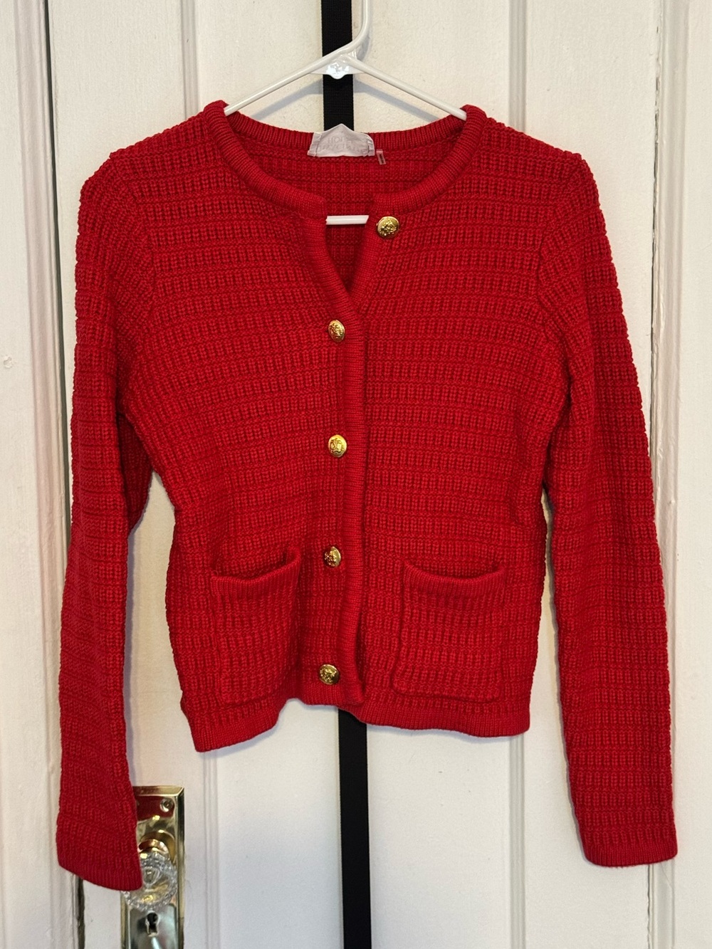 Hyacinth House Red Gold Button Cardigan